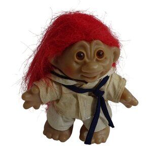 Vintage 1986 DAM Troll Doll Red Hair Sailor Outfit 5 inch FLAW
